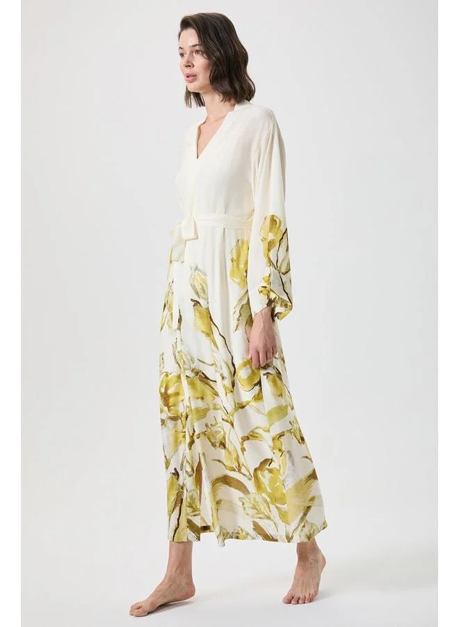 Penye Mood Patterned kimono dressing gown set.
