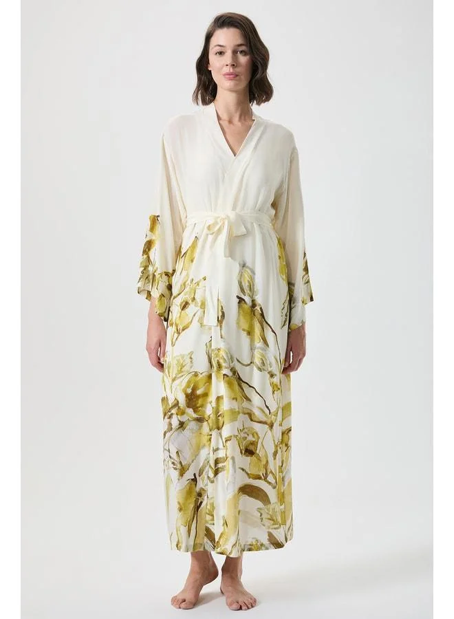 Penye Mood Patterned kimono dressing gown set.