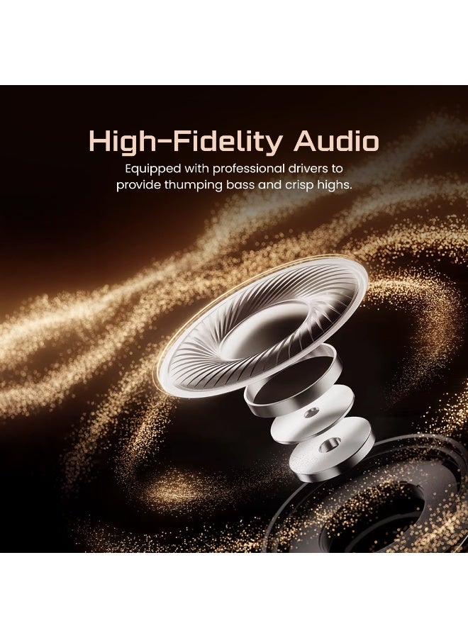 AcceOn Aura Beat ACC-HS088 Wireless ANC Headphones – Brown Edition | Active Noise Cancellation, 57-Hour Playtime, Bluetooth 5.3, Fast Charging, Foldable Design - Image 4