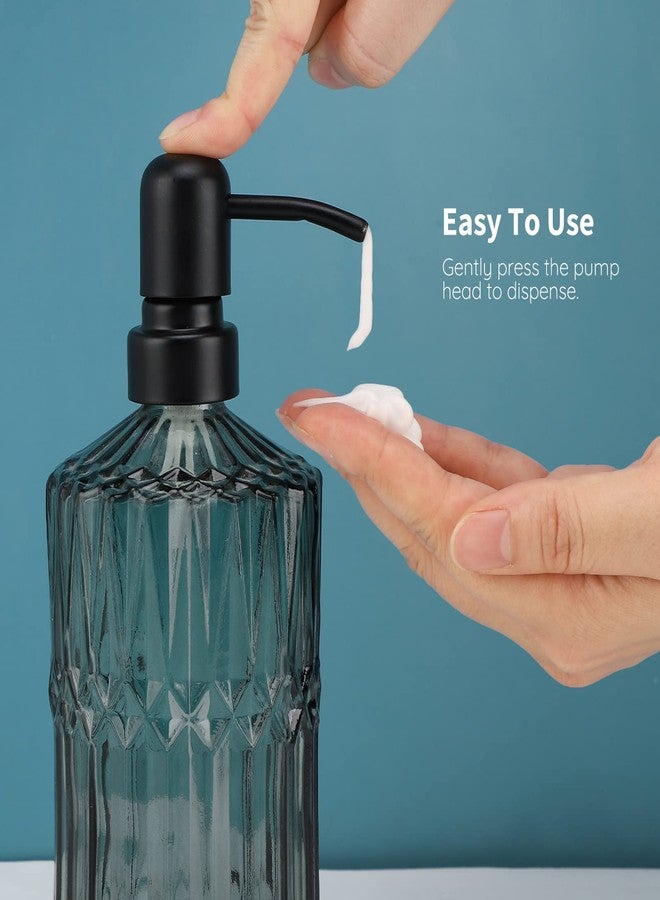 Segbeauty Glass Soap Dispenser Set, 2 Pack 15.2oz Farmhouse Kitchen Decor Stainless Steel Pump Bottles, 450ml Refillable Shower Bottle Hand Soap Dispenser for Modern Home Bathroom Western Decor Green - Image 5