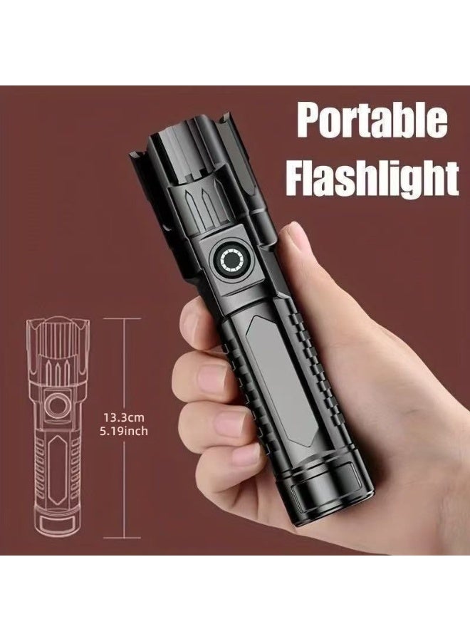 Portable USB Rechargeable Flashlight – Zoomable, 3 Modes, IPX4 Waterproof Handheld Torch – Zoom Flashlight – Three-Mode Waterproof Light – Travel Flashlight – High-Brightness Torch - Image 2