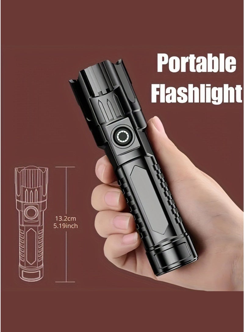 Portable USB Rechargeable Flashlight – Zoomable, 3 Modes, IPX4 Waterproof Handheld Torch – Zoom Flashlight – Three-Mode Waterproof Light – Travel Flashlight – High-Brightness Torch - Image 4