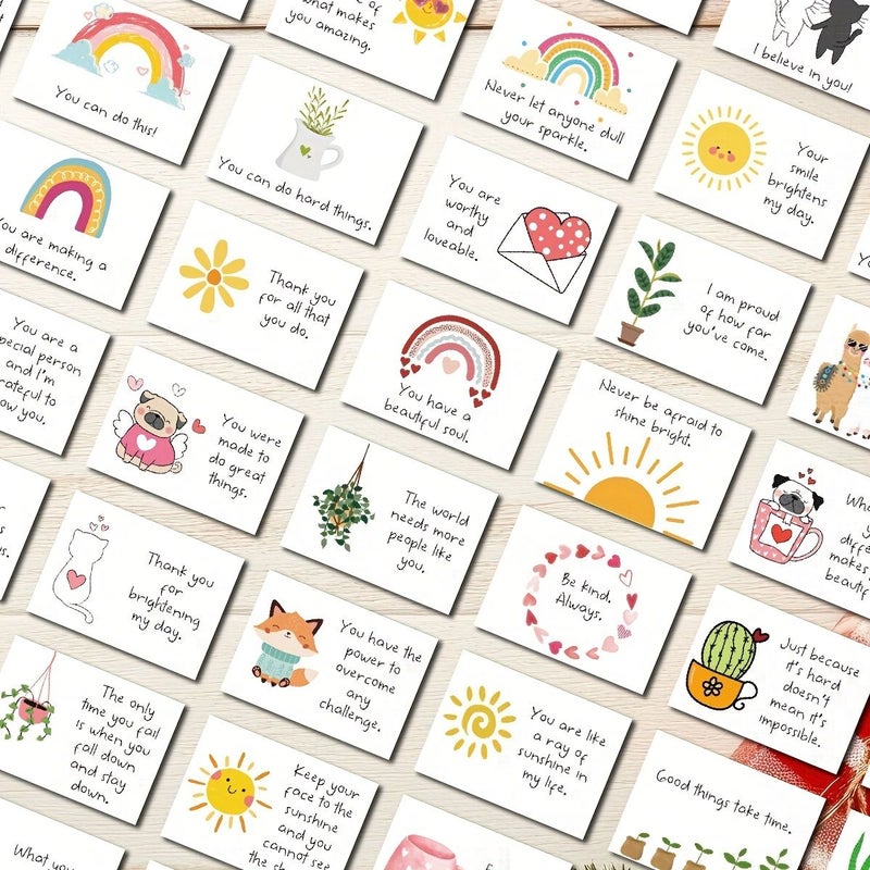 90 Pcs Inspirational Affirmation Cards Matte Finish Motivational Quotes Whimsical Illustrations Birthday Gift - Image 4