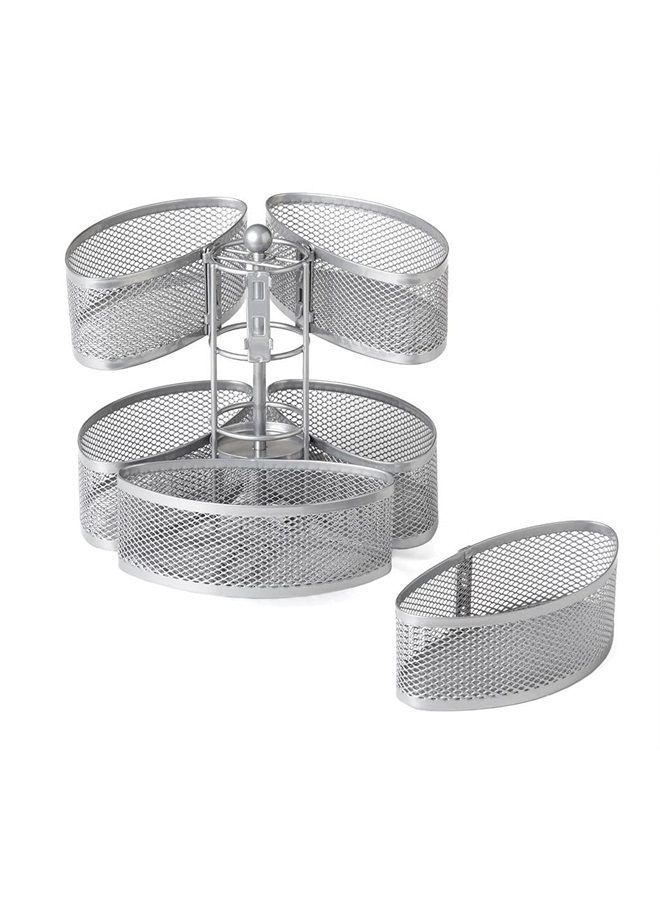 Nifty Solutions Nifty Organizing Carousel – Silver Finish, Spins 360-Degrees, Cosmetic Bathroom or Bedroom Vanity Storage, Beauty Supplies Organizer, Lazy Susan Platform - Image 1