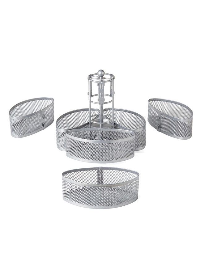 Nifty Solutions Nifty Organizing Carousel – Silver Finish, Spins 360-Degrees, Cosmetic Bathroom or Bedroom Vanity Storage, Beauty Supplies Organizer, Lazy Susan Platform - Image 5