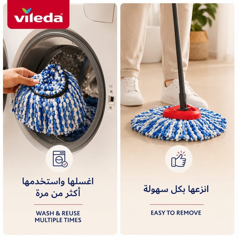 Vileda H2PRO Spin Mop System, Professional Spin Mop & Dual Bucket Cleaning System with Clean & Dirty Water Separation, Foot Pedal Spin & Triangle Head for Corner Cleaning - Image 5