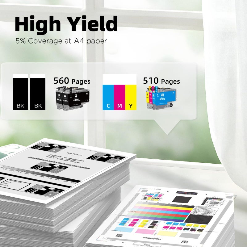 belietop LC401XL Ink Cartridges High Yield Compatible for Brother LC401XL LC401 XL LC401 Ink Cartridges Works with Brother MFC-J1010DW MFC-J1012DW MFC-J1170DW Printer (5 Pack, 2 Black, Cyan, Magenta, Yellow) - Image 3