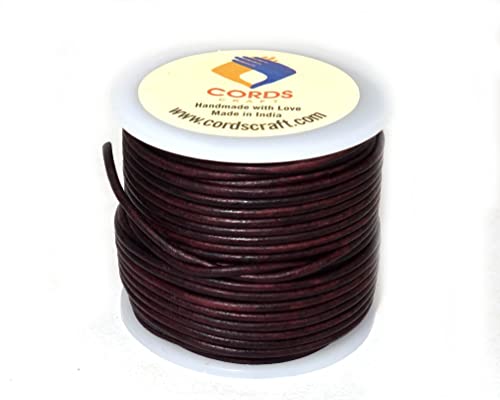 Cords Craft 1.5mm Round Leather Cords, Genuine Leather for Jewelry Making, DIY Craft Work, Necklace & Hobby Projects (Dark Brown Distressed, 1.5mm) - Image 3