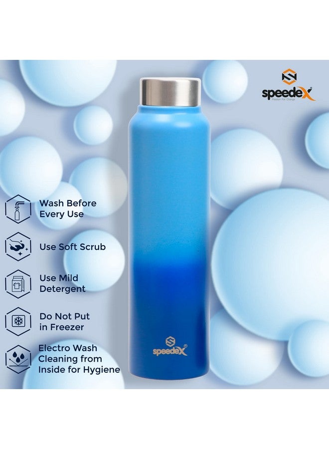 Speedex زجاجة ماء من الفولاذ المقاوم للصدأ Speedex سعة 1 لتر للأطفال، الأولاد، البنات، زجاجات سعة 1 لتر للاستخدام في الصالة الرياضية، الرياضة، الثلاجة، المدرسة والمكتب (غطاء فولاذي - مجموعة من 1، أزرق) - Image 4