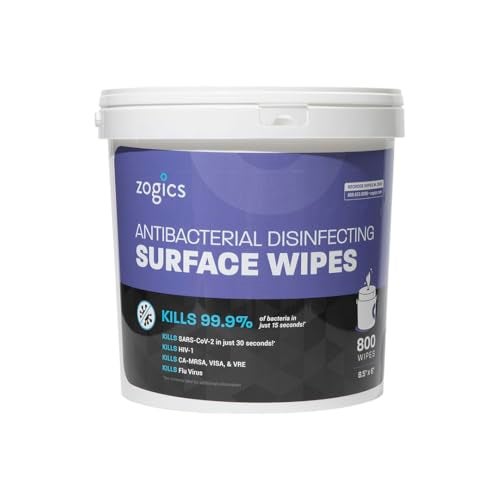 Zogics Antibacterial Wipes, EPA Registered Surface and Gym Equipment Disinfecting Wipes (800 Wipes) + Reusable Wipe Bucket Dispenser - Image 4
