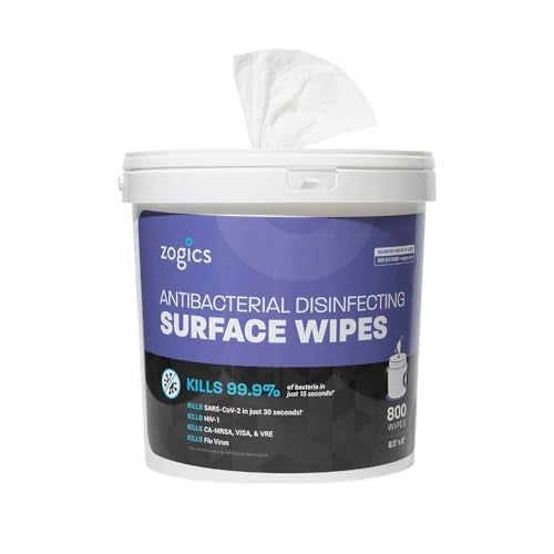 Zogics Antibacterial Wipes, EPA Registered Surface and Gym Equipment Disinfecting Wipes (800 Wipes) + Reusable Wipe Bucket Dispenser - Image 1
