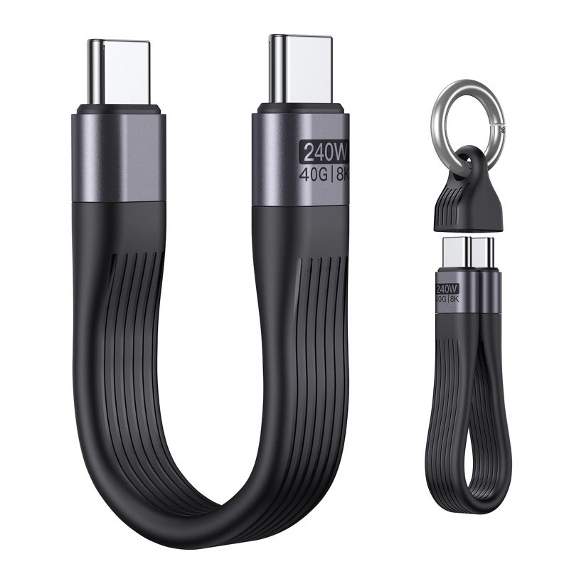 VAFOTON PD 240W Short USB C Cable/USB 4.0 USB C Short Cable/40Gbps Data Transfer, 8K 60Hz Video Display, Thunderbolt 3/4 for 1Phone16/15, Ma-Book/1Pad Series, Samsung Galaxy, Android Auto, VR - Image 1