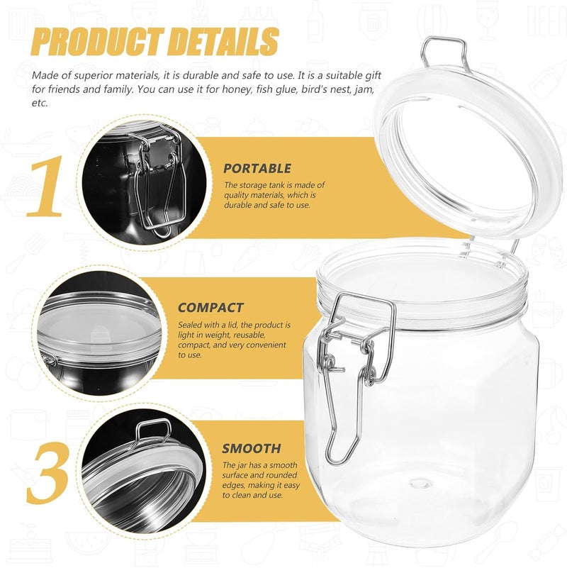 2pcs Airtight Honey Jars 1lb Pet Plastic Honey Bottles with Sealed Lids for Food Storage and Jam Containers - Image 3