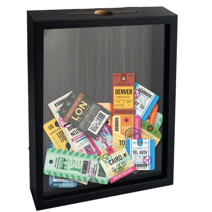 Memory Shadow Box Black 8x10 Top Loading Display Case Frame with Slot Movie Travel Sporting Events Concert Ticket Stubs Drink Beer Caps Keepsake Box