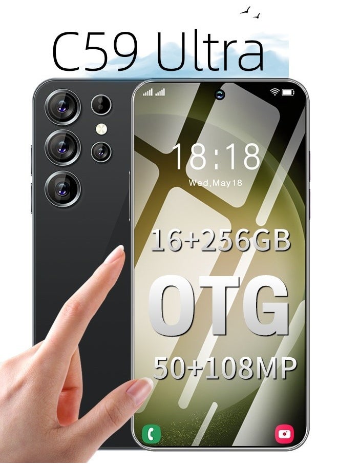 No branded - C59 Ultra 7.3-Inch Screen Smartphone, Dual SIM Card Supports TF Card 5G Network, 256GB ROM, Android 13, Long Battery Life and Fast Charging, OTG Function, Front and Rear Cameras, AI Voice Assistant - Image 1