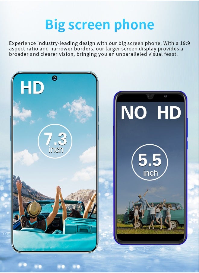 No branded - C59 Ultra 7.3-Inch Screen Smartphone, Dual SIM Card Supports TF Card 5G Network, 256GB ROM, Android 13, Long Battery Life and Fast Charging, OTG Function, Front and Rear Cameras, AI Voice Assistant - Image 1