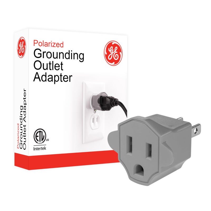 GE home electrical Polarized Grounding Outlet Adapter Turn 2 into 3Prong 58900 Gray