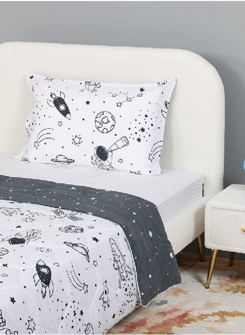 Astroworld Printed Comforter Set, White & Dark Grey