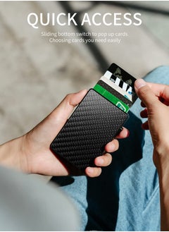 KASTWAVE Card Wallet Pop-Up Card Wallet for Men Minimalist Credit Card Holder Slim Carbon Fiber Wallet RFID Blocking(Carbon Fiber)  - Image 3