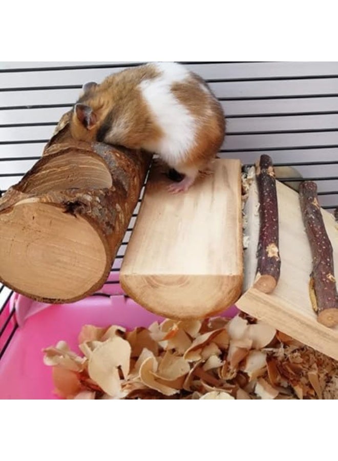 4 Pack Natural Wood Bird Perch Parrot Stand Branches Fork Toys,Pet Bird Cage Wooden Hanging Perch Platform Hammock Swing Toy for Small Parakeets,Budgies,Cockatiels,Conures,Macaws,Finches - Image 4