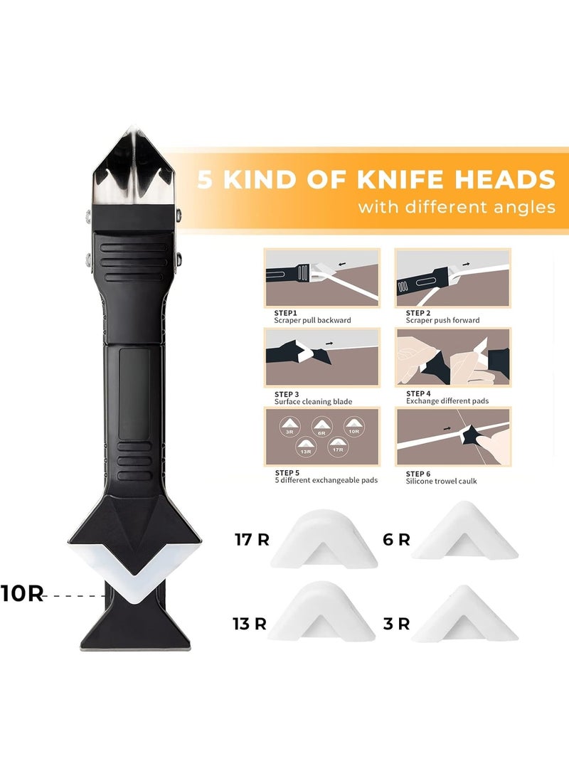 Soofam Silicone Caulking Tools-3 in 1 Sealant Finishing Tool Grout Remove Scraper Caulk Remover Glass Glue Angle Scraper for Bathroom,Kitchen,Floor,Window,Sink Joint,Frames Seal (Black Blue) - Image 4