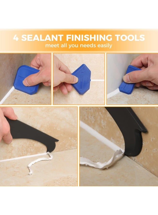 Soofam Silicone Caulking Tools-3 in 1 Sealant Finishing Tool Grout Remove Scraper Caulk Remover Glass Glue Angle Scraper for Bathroom,Kitchen,Floor,Window,Sink Joint,Frames Seal (Black Blue) - Image 3