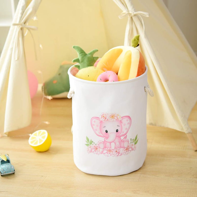 INough Baby Basket Pink Hamper Large Kids Hamper Baby Laundry Hampers for Nursery Girl, Girls Laundry Baskets for Kids, Dirty Clothes Basket Collapsible Kids Toys Orgnizer for Kidsroom/Nursery - Image 4