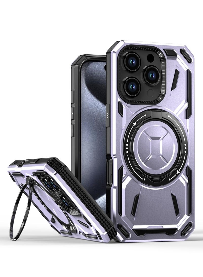 GOLDEN MASK GOLDEN MASK For iPhone 16 Pro Armored II Series Mag-Safe Magnetic Holder Phone Case (Purple)