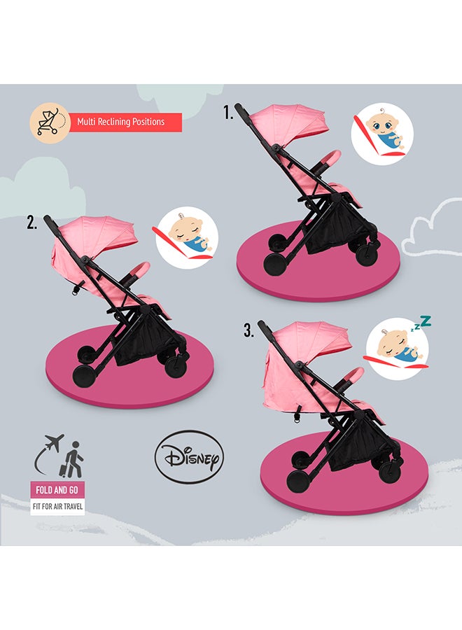 Disney Trucare FZC Princess Travel Stroller 0 36 Months, Compact Design, Storage Basket, Rear Breaks, Travel Compatible, Trolley Handle And More., Light Pink - Image 2