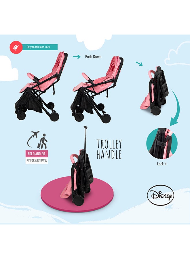 Disney Trucare FZC Princess Travel Stroller 0 36 Months, Compact Design, Storage Basket, Rear Breaks, Travel Compatible, Trolley Handle And More., Light Pink - Image 5