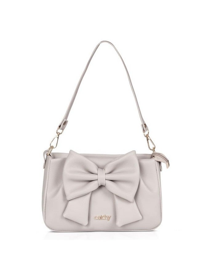 Catchy || Elegant White Bow Handbag - Stylish PU Leather Shoulder Bag for Women - Image 1