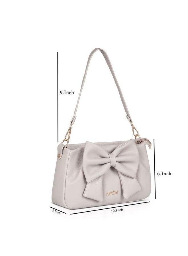 Catchy || Elegant White Bow Handbag - Stylish PU Leather Shoulder Bag for Women - Image 4