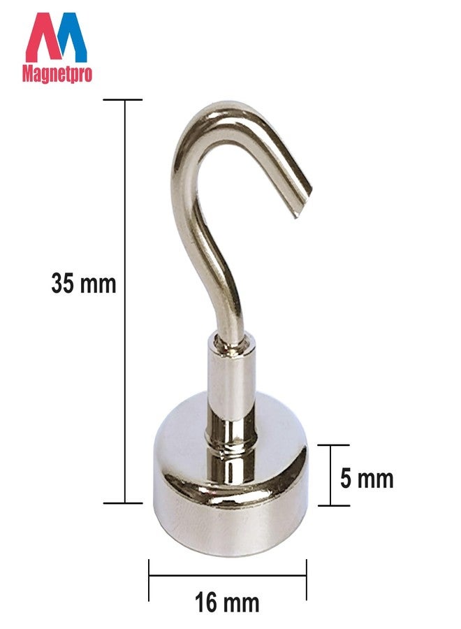 Magnetpro Magnetic Hooks 18 lbs Super Suction Strong Magnet Neodymium Hanging Mighty for Doors, Cabinets, Ceiling, Fixtures, Industrial Fixtures (6 Pack) - Image 2