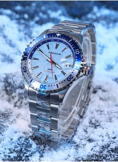 MOEMTON MOEMTON German Ice Peak series men's automatic mechanical watch with date display, rotating dial, blue dial, blue and white bezel 100meters waterproof stainless steel case and bracelet M122.BSSA01  - Image 3