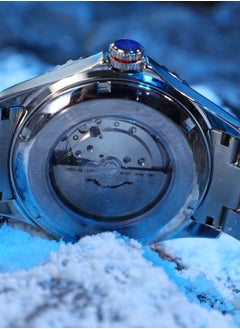 MOEMTON MOEMTON German Ice Peak series men's automatic mechanical watch with date display, rotating dial, blue dial, blue and white bezel 100meters waterproof stainless steel case and bracelet M122.BSSA01  - Image 5