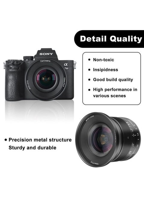 عدسة 7 Artisans 12mm F2.8 Mark Ⅱ Ultra Wide Angle APS-C Manual Focus Prime متوافقة مع كاميرات Sony E-Mount Mirrorless A6500 A6300