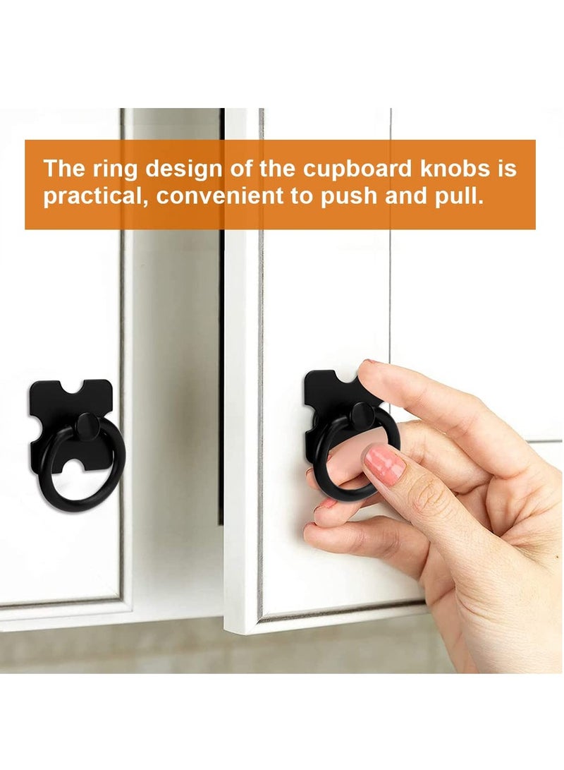 SYOSI 4 Pcs Drawer Handles and Ring Pull, Vintage Metal Drawer Pulls with Screws Cabinet Door Knobs for Cabinet Wardrobe Cupboard Dresser Door Furniture Nightstand (Black) - Image 4