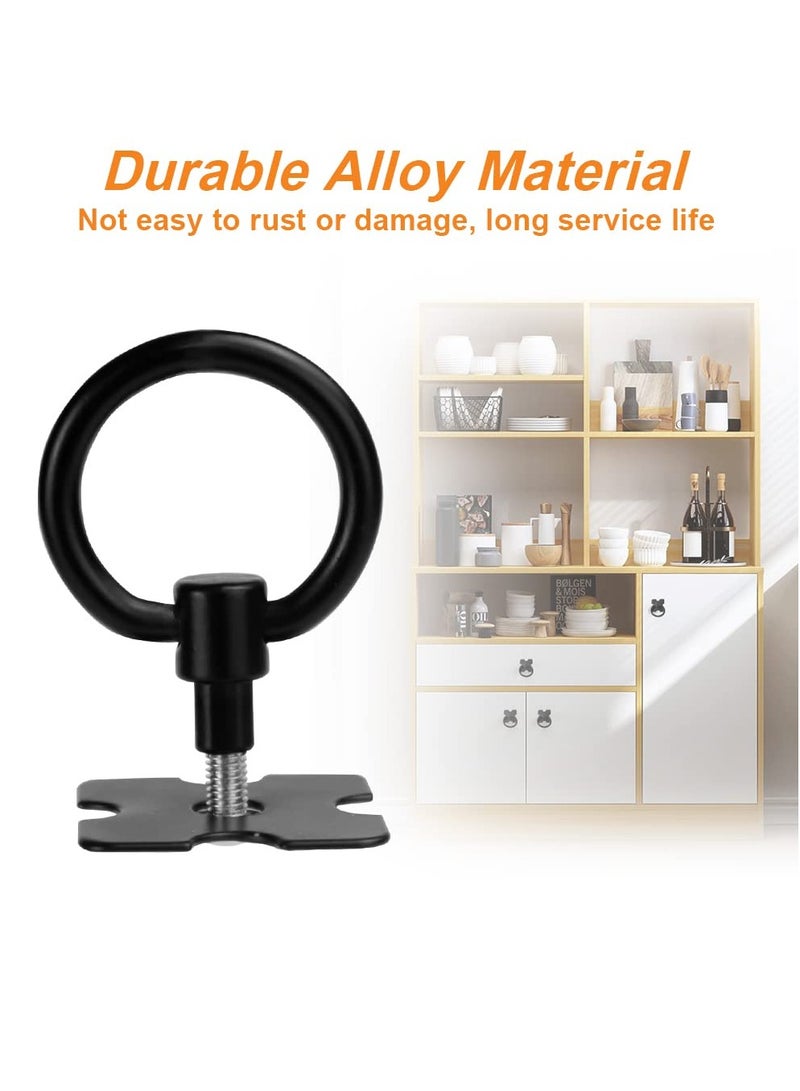 SYOSI 4 Pcs Drawer Handles and Ring Pull, Vintage Metal Drawer Pulls with Screws Cabinet Door Knobs for Cabinet Wardrobe Cupboard Dresser Door Furniture Nightstand (Black) - Image 3