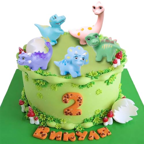 MAOMIA 5 Pcs Lovely Dinosaur Figure Animal Toys Set Cake Topper Micro Landscape Decor Fairy Garden Miniature Dinosaur Figurines Collection Playset for Christmas Birthday Gift Desk Decoration - Image 1