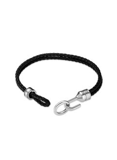 CERRUTI 1881 Dario Black Double Leather Bracelet with Stainless Steel Motif for Men  - Image 4