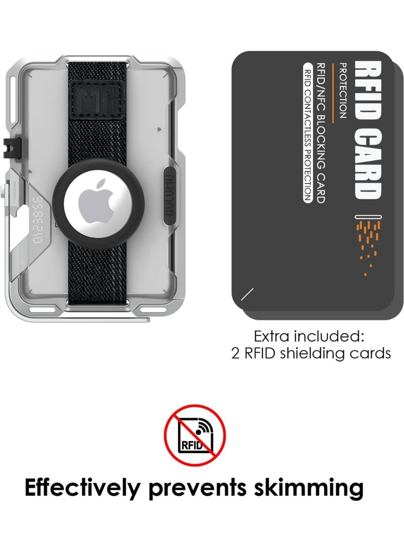 Aulumu G03 Transparently Magnetic Wallet Card Holder | Magnetic Wallet Compatible with MagSafe | Multi Function - Mobile Phone Stand/Grip | Bottle Opener | RFID Shielding Card - Translucent White + Mini Measuring Tape Gift - Image 4