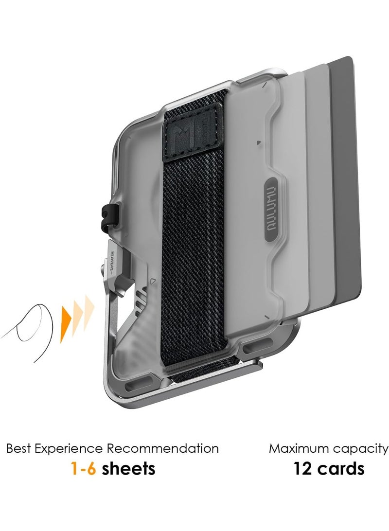 Aulumu G03 Transparently Magnetic Wallet Card Holder | Magnetic Wallet Compatible with MagSafe | Multi Function - Mobile Phone Stand/Grip | Bottle Opener | RFID Shielding Card - Translucent White + Mini Measuring Tape Gift - Image 5