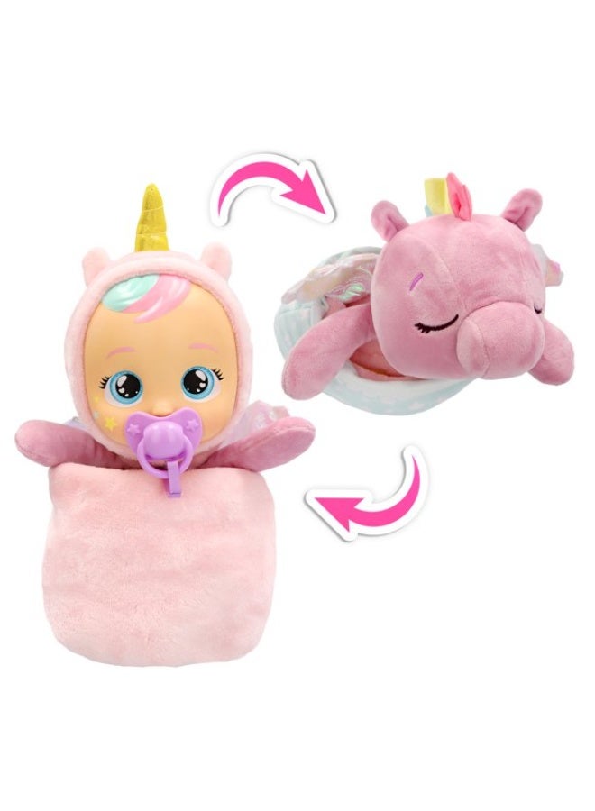 Cry Babies Goodnight Friends 2-in-1 Luna and Poppy Baby Doll in Unicorn-Themed Onesie | Flip & Reveal From Doll to Plush | Plays Gentle Lullabies | Nurturing and Imaginative Play | Sensory Development | Gift for Toddler & Kids - Image 2