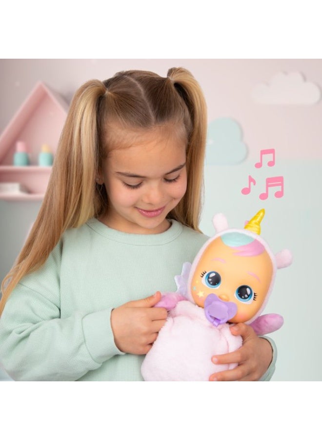 Cry Babies Goodnight Friends 2-in-1 Luna and Poppy Baby Doll in Unicorn-Themed Onesie | Flip & Reveal From Doll to Plush | Plays Gentle Lullabies | Nurturing and Imaginative Play | Sensory Development | Gift for Toddler & Kids - Image 4