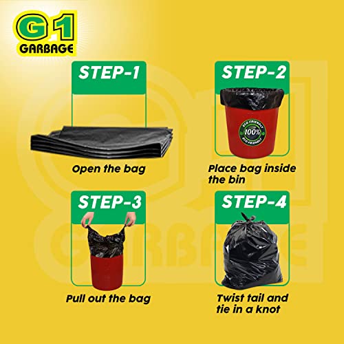 G1 Garbage Bags | Medium Size | Black | Disposable Trash Bags | Waste Dustbin Bags | 54Cm X 48Cm | 19X21 Inches | 150 Pcs - Image 4