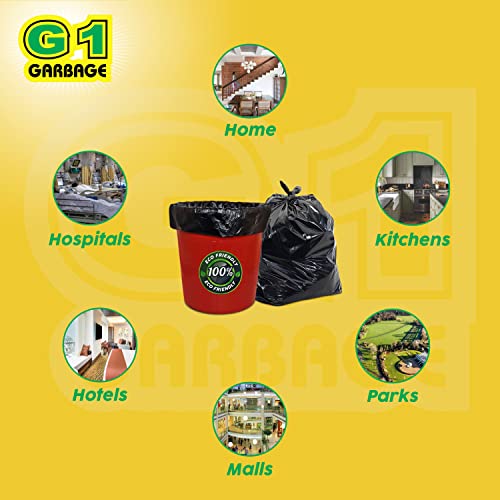 G1 Garbage Bags | Medium Size | Black | Disposable Trash Bags | Waste Dustbin Bags | 54Cm X 48Cm | 19X21 Inches | 150 Pcs - Image 2