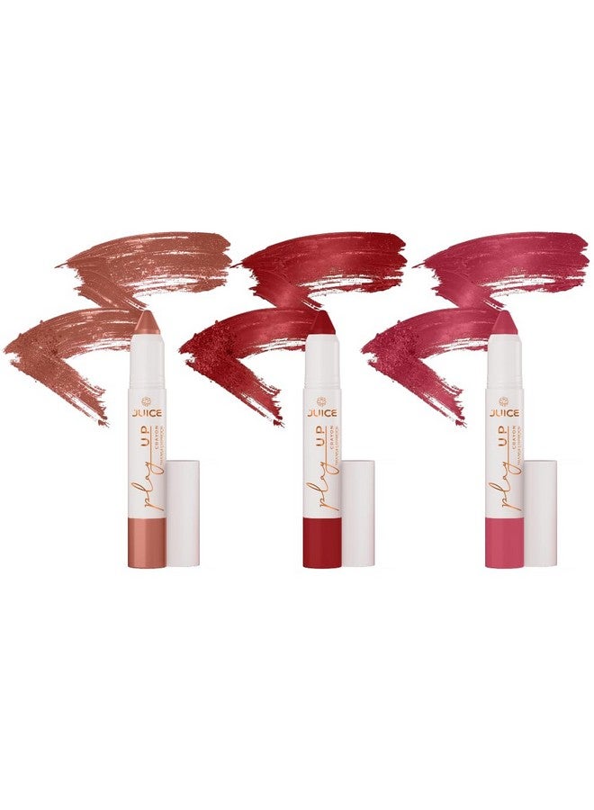 JUICE Play Up Lip Crayon-Play long games with transfer-proof rich color 3pc Combo Set(Barely There-MCR01, Coral Charm-MCR06, Cherry On Top-MCR09) - Image 1
