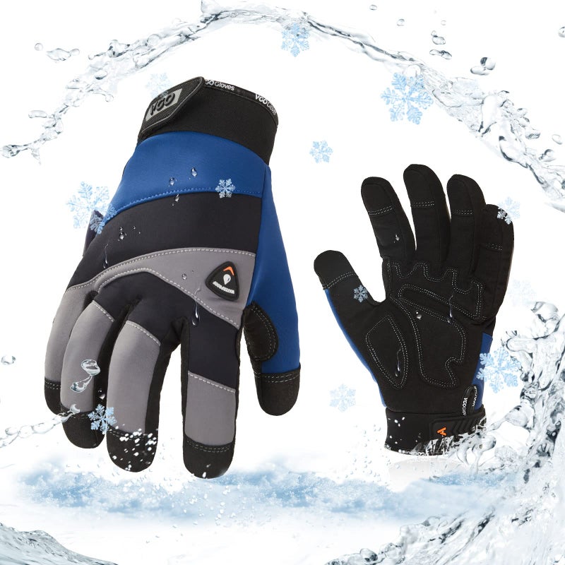 Vgo 1 Pair 204F COLDPROOFWinter Work Gloves Oil Resistant Water resistant Windproof GlovesSize XLBlackGraySL7721FW