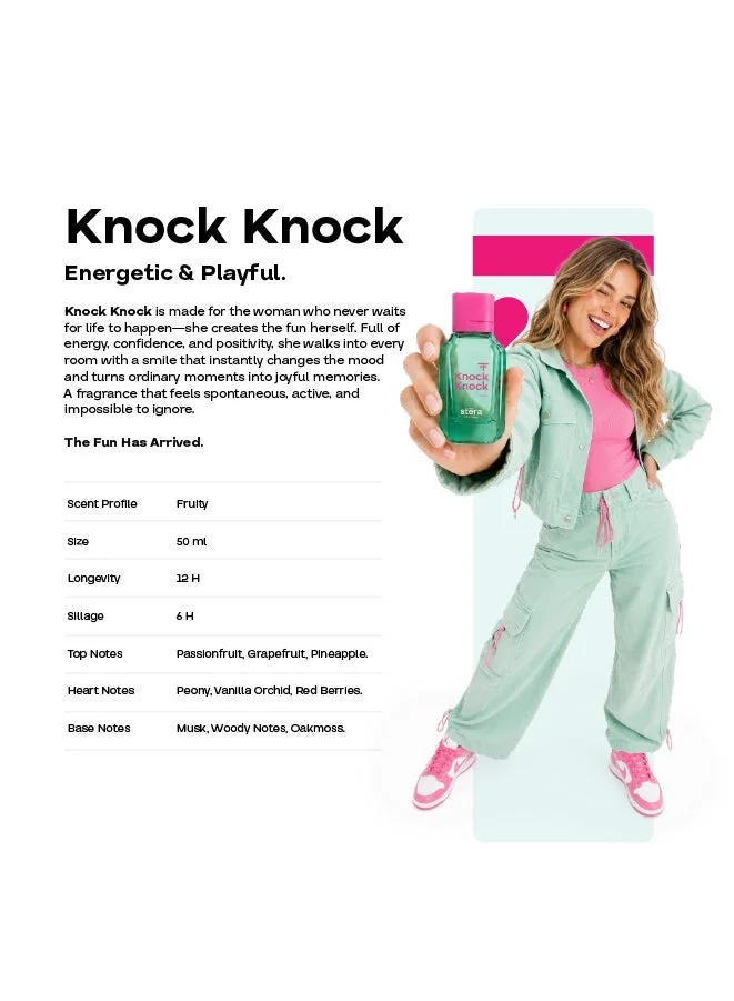 Stera Perfume KNOCK KNOCK Perfume For Women | Eau De Parfum - 50ml | Long Lasting Fruity Musk Scent | Premium Quality Travel Size Women's Fragrance