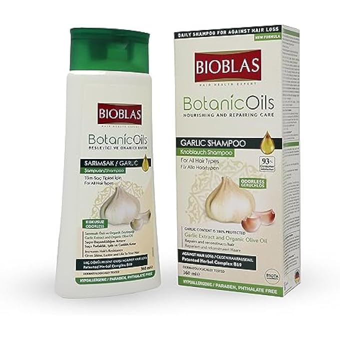 BIOBLAS شامبو الثوم - شامبو نمو الشعر بدون رائحة وغير معطر للرجال والنساء - شامبو م clarifying لتنظيف الشعر والجذور وفروة الرأس - شامبو لتكثيف الشعر ومكافحة الت thinning. - Image 2